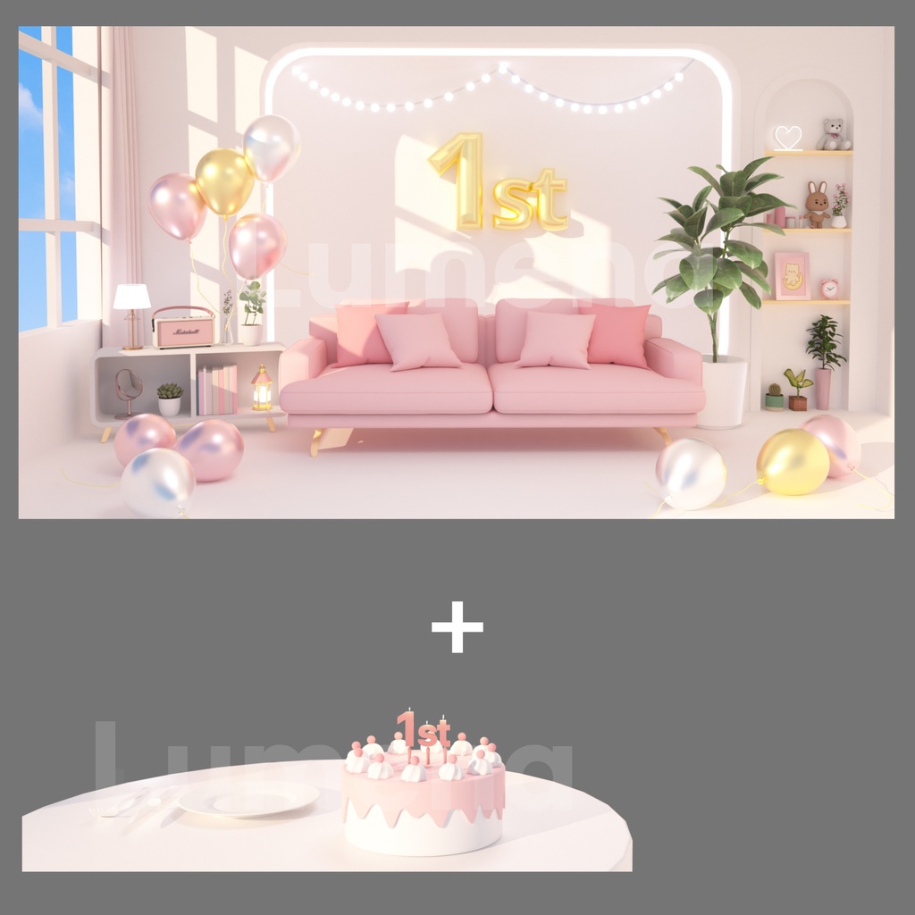 For the 1st Anniversary Event/1주년 기념일 이벤트용 방송배경/1周年記念イベント用/一周年纪念活动用/방송화면/버튜버/配信部屋/3DBackground for VTuber/配信背景/Live Streaming Background/VTuber room/Vtuber background