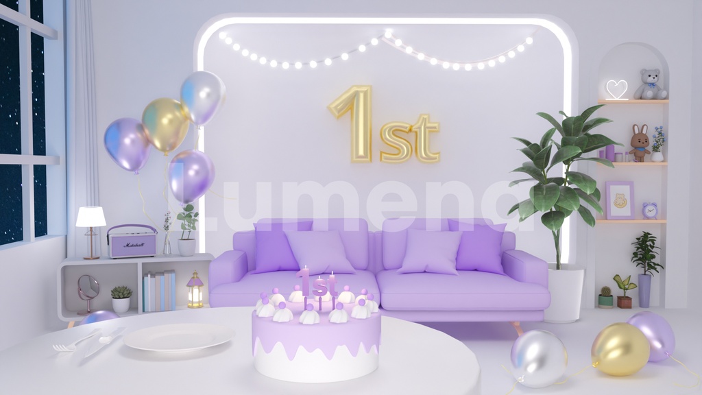 For the 1st Anniversary Event/1주년 기념일 이벤트용 방송배경/1周年記念イベント用/一周年纪念活动用/방송화면/버튜버/配信部屋/3DBackground for VTuber/配信背景/Live Streaming Background/VTuber room/Vtuber background