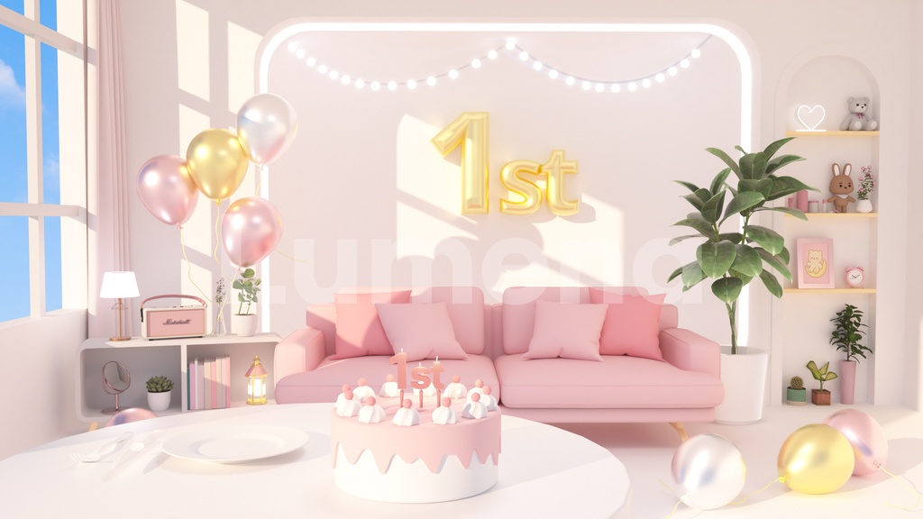 For the 1st Anniversary Event/1주년 기념일 이벤트용 방송배경/1周年記念イベント用/一周年纪念活动用/방송화면/버튜버/配信部屋/3DBackground for VTuber/配信背景/Live Streaming Background/VTuber room/Vtuber background