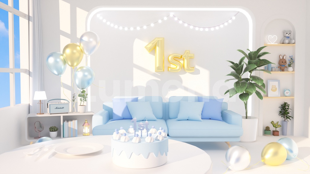 For the 1st Anniversary Event/1주년 기념일 이벤트용 방송배경/1周年記念イベント用/一周年纪念活动用/방송화면/버튜버/配信部屋/3DBackground for VTuber/配信背景/Live Streaming Background/VTuber room/Vtuber background