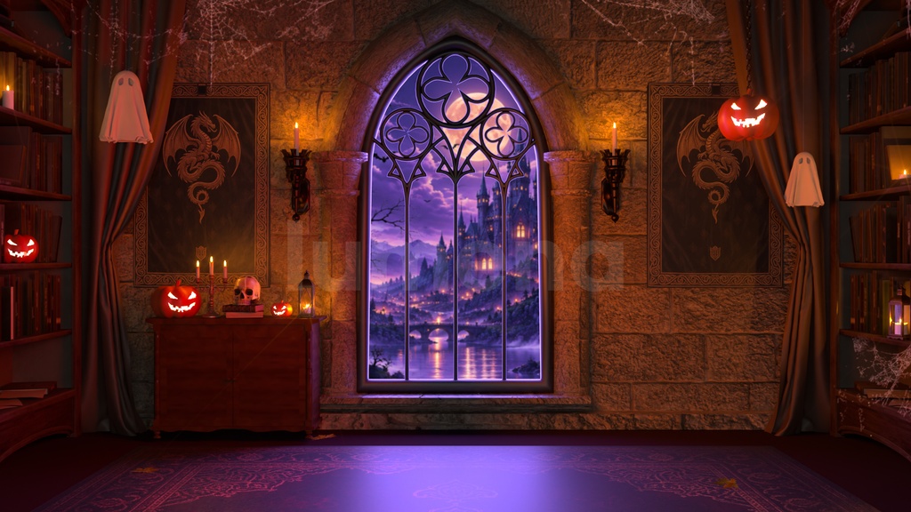 할로윈 방송배경/방송화면/배경화면/버튜버/配信部屋/3DBackground for VTuber/配信背景/Live Streaming Background/Vtuber background/Halloween VTuber Room