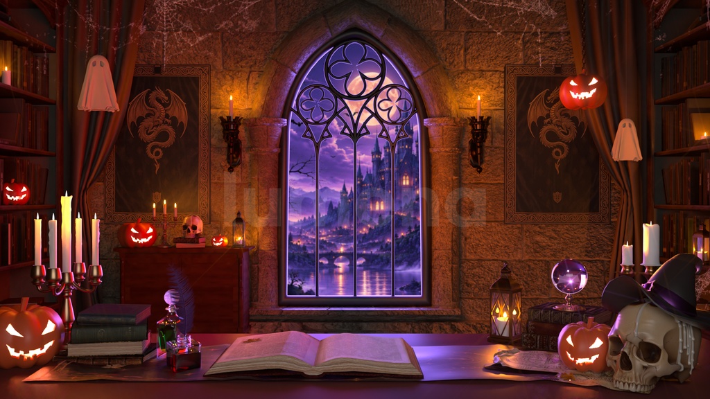 할로윈 방송배경/방송화면/배경화면/버튜버/配信部屋/3DBackground for VTuber/配信背景/Live Streaming Background/Vtuber background/Halloween VTuber Room