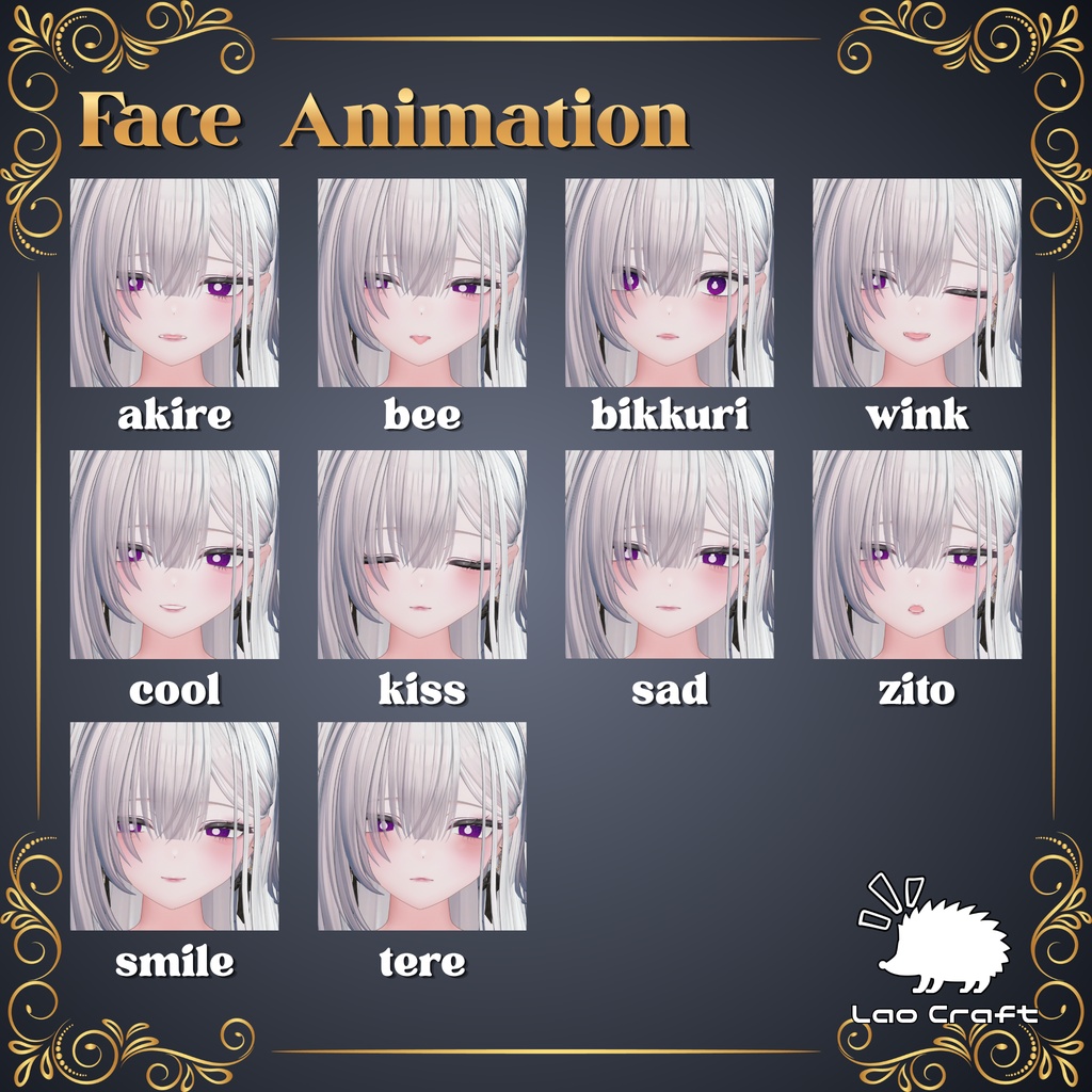 【真央/mao】Face Blendshape&10Face Animation&Eye texture“Viola”