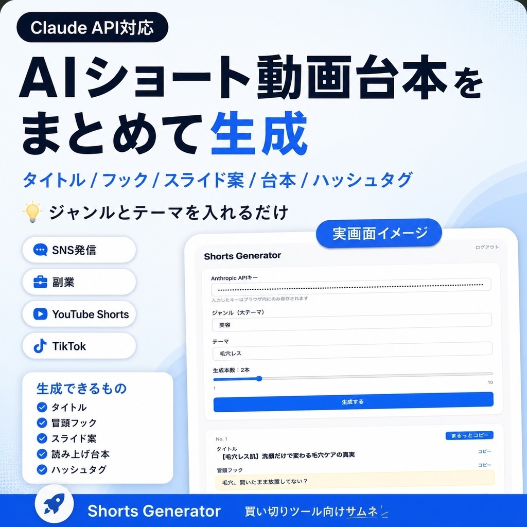 【Shorts Generator】ショート動画ネタ生成Webアプリ