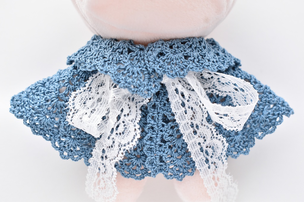 10~15cm ぬいぐるみ 着せ替え服 ケープ レース編み リボン