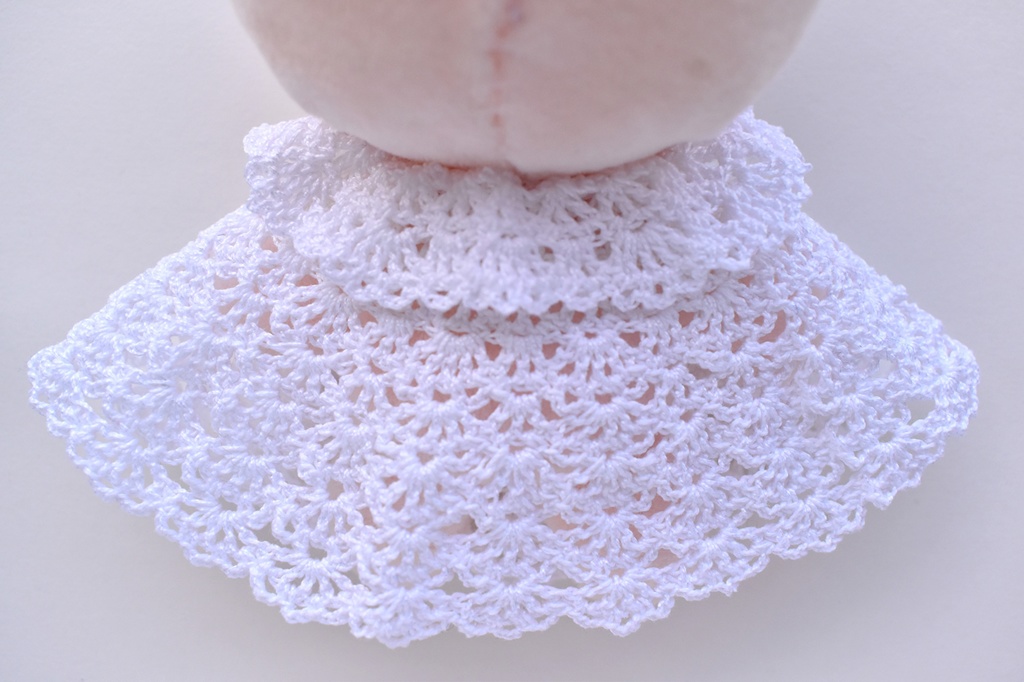 10~15cm ぬいぐるみ 着せ替え服 ケープ レース編み リボン