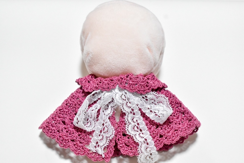 10~15cm ぬいぐるみ 着せ替え服 ケープ レース編み リボン