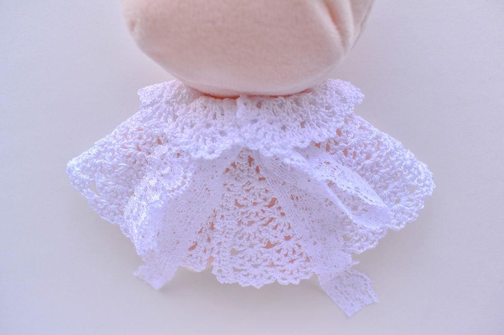 10~15cm ぬいぐるみ 着せ替え服 ケープ レース編み リボン