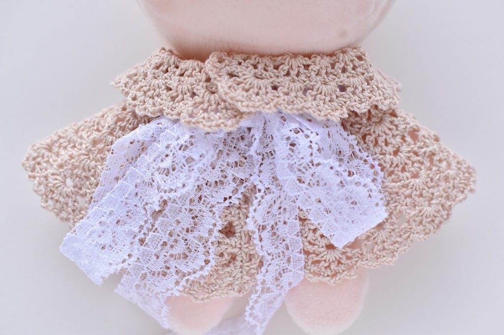 10~15cm ぬいぐるみ 着せ替え服 ケープ レース編み リボン