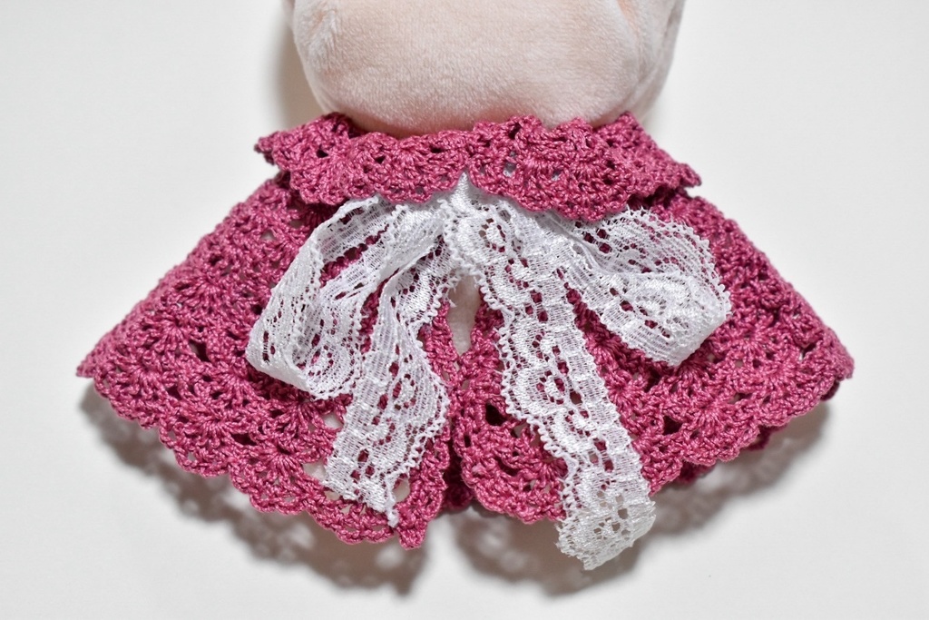 10~15cm ぬいぐるみ 着せ替え服 ケープ レース編み リボン