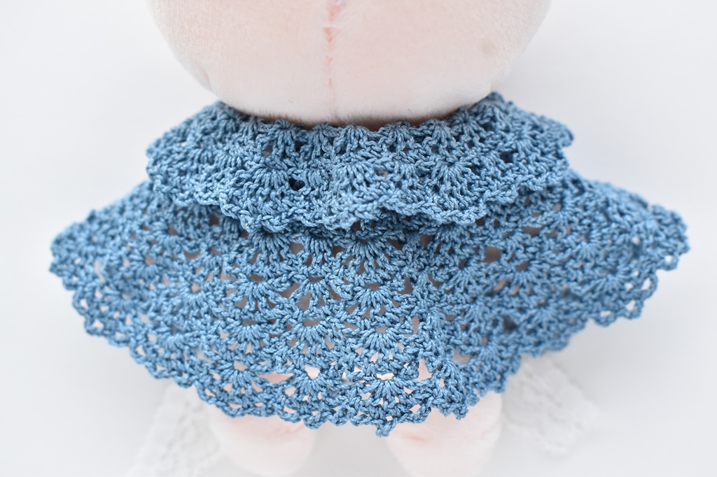 10~15cm ぬいぐるみ 着せ替え服 ケープ レース編み リボン