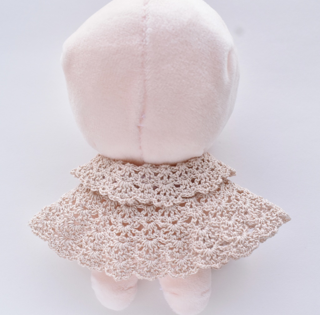 10~15cm ぬいぐるみ 着せ替え服 ケープ レース編み リボン