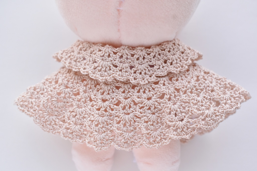 10~15cm ぬいぐるみ 着せ替え服 ケープ レース編み リボン