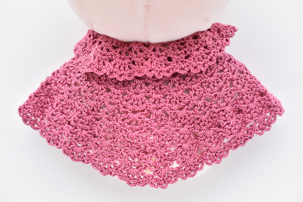 10~15cm ぬいぐるみ 着せ替え服 ケープ レース編み リボン