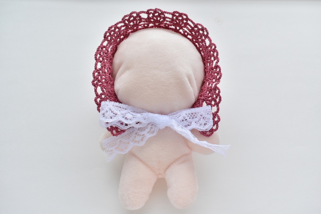 ぬい服 フード 10~15cm ぬいぐるみ 着せ替え服 レース編み ヘッドセット リボン