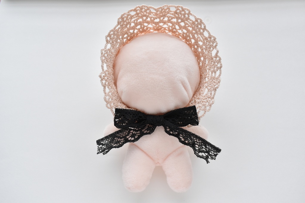 ぬい服 フード 10~15cm ぬいぐるみ 着せ替え服 レース編み ヘッドセット リボン