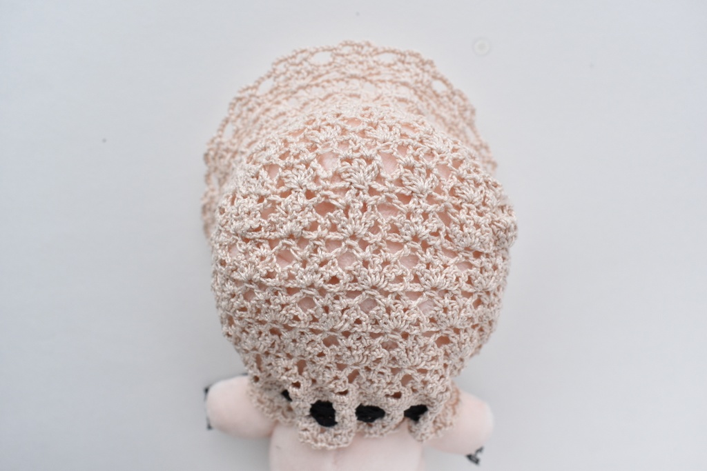 ぬい服 フード 10~15cm ぬいぐるみ 着せ替え服 レース編み ヘッドセット リボン