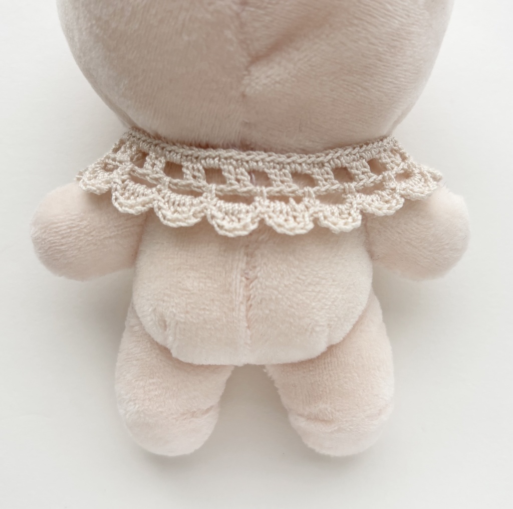 ぬい服 つけ襟 青 10~15cm ぬいぐるみ 着せ替え服 レース編み リボン