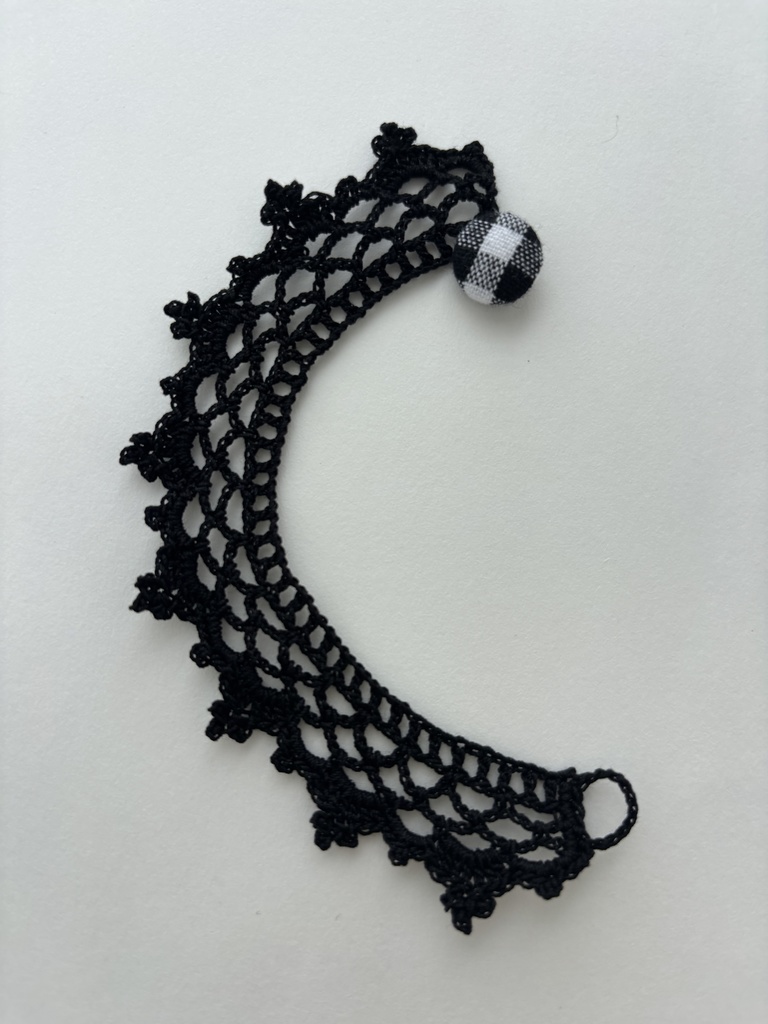 ぬい服 つけ襟 2本セット 黒 10~15cm ぬいぐるみ 着せ替え服 レース編み