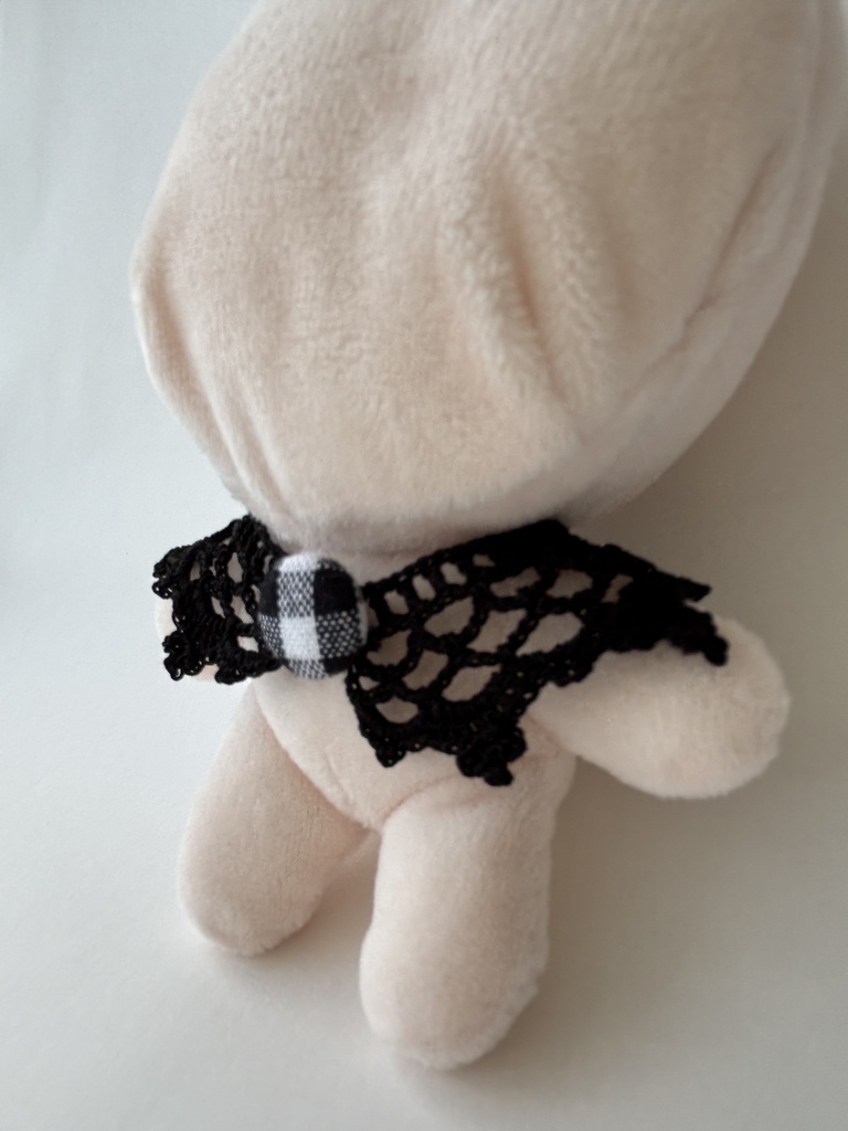 ぬい服 つけ襟 2本セット 黒 10~15cm ぬいぐるみ 着せ替え服 レース編み