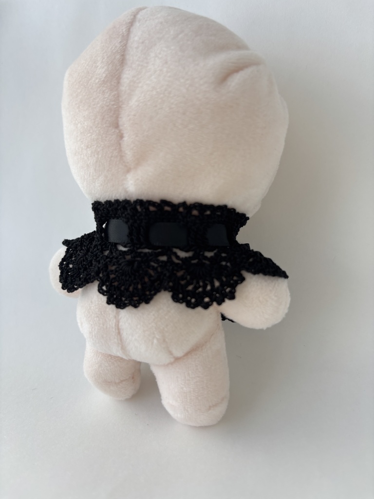 ぬい服 つけ襟 2本セット 黒 10~15cm ぬいぐるみ 着せ替え服 レース編み