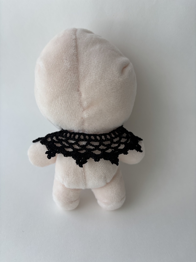 ぬい服 つけ襟 2本セット 黒 10~15cm ぬいぐるみ 着せ替え服 レース編み