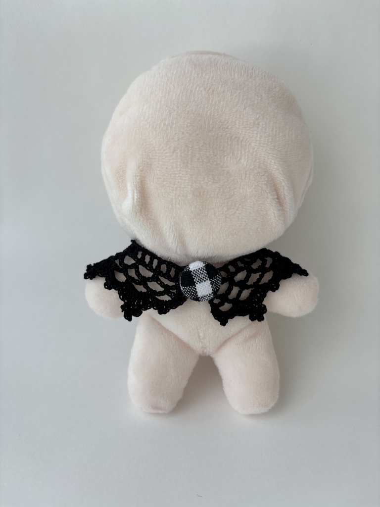 ぬい服 つけ襟 2本セット 黒 10~15cm ぬいぐるみ 着せ替え服 レース編み