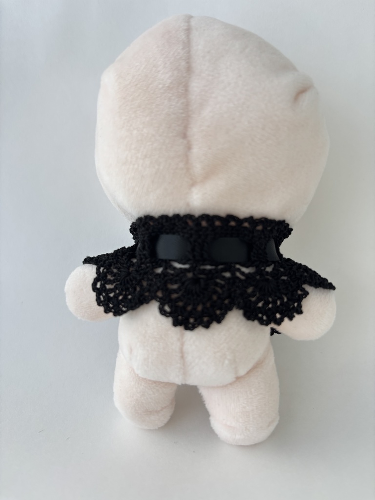 ぬい服 つけ襟 2本セット 黒 10~15cm ぬいぐるみ 着せ替え服 レース編み