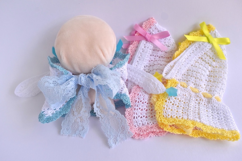 ぬい服 うさみみ フード 10～15cm ぬいぐるみ 着せ替え服 レース編み フーディ 送料込