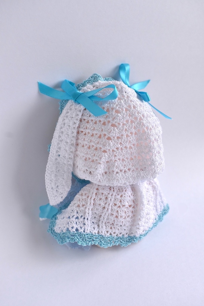 ぬい服 うさみみ フード 10~15cm ぬいぐるみ 着せ替え服 レース編み フーディ 送料込