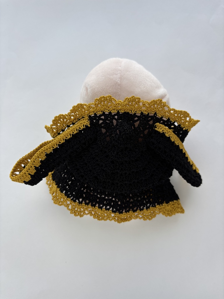 ぬい服 うさみみ 黒 フード 10~15cm ぬいぐるみ 着せ替え服 レース編み フーディ 送料込