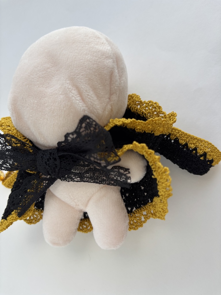 ぬい服 うさみみ 黒 フード 10~15cm ぬいぐるみ 着せ替え服 レース編み フーディ 送料込