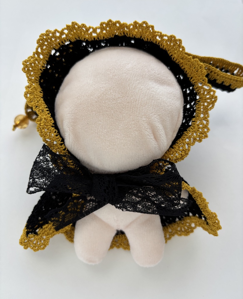 ぬい服 うさみみ 黒 フード 10~15cm ぬいぐるみ 着せ替え服 レース編み フーディ 送料込