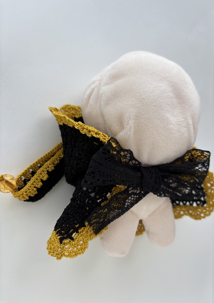 ぬい服 うさみみ 黒 フード 10~15cm ぬいぐるみ 着せ替え服 レース編み フーディ 送料込