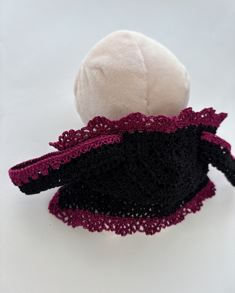 ぬい服 うさみみ 黒 フード 10~15cm ぬいぐるみ 着せ替え服 レース編み フーディ 送料込