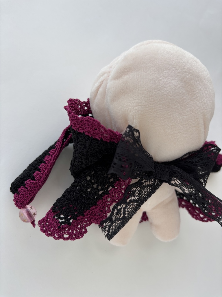 ぬい服 うさみみ 黒 フード 10~15cm ぬいぐるみ 着せ替え服 レース編み フーディ 送料込