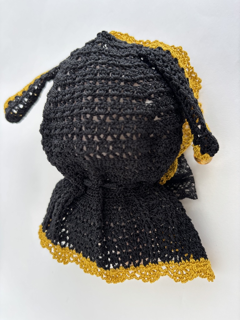 ぬい服 うさみみ 黒 フード 10~15cm ぬいぐるみ 着せ替え服 レース編み フーディ 送料込