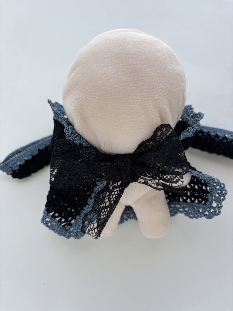 ぬい服 うさみみ 黒 フード 10~15cm ぬいぐるみ 着せ替え服 レース編み フーディ 送料込