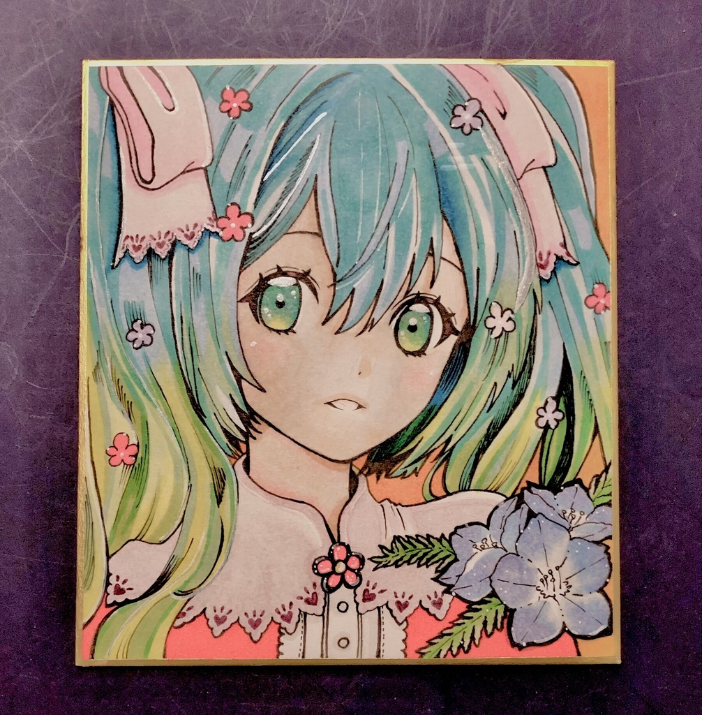 手描き 色紙 初音ミク