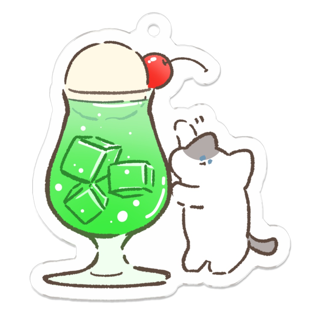 【かふぇとねこ】ドリンク（メロンソーダ）￤ぶちねこVer.