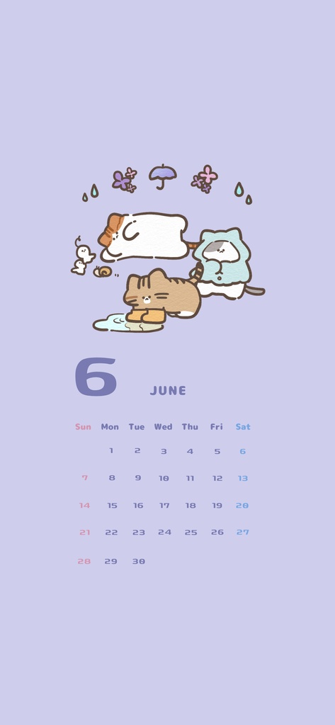 2026年6月￤もちりねこカレンダー