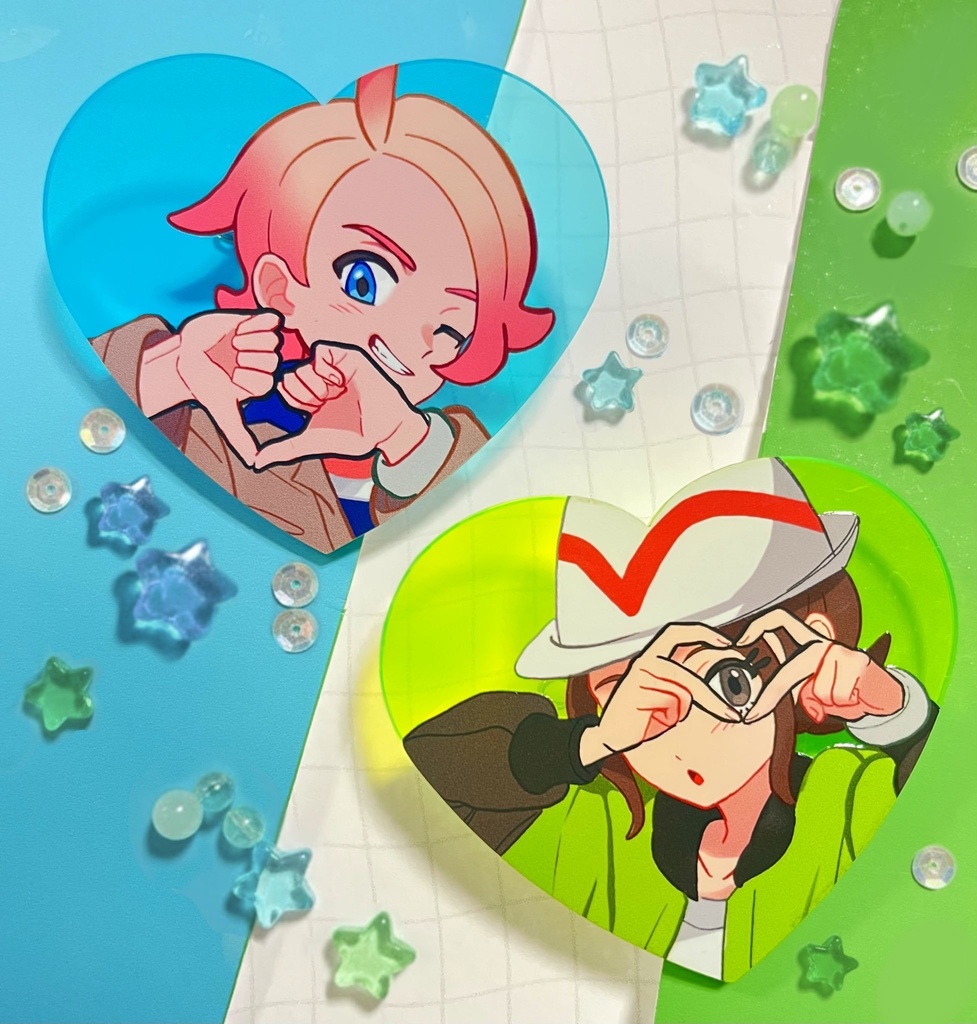 gisiハートアクリルクリップバッジ_2個セット