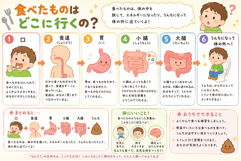 食べ物　消化器官　知育　ポスター
