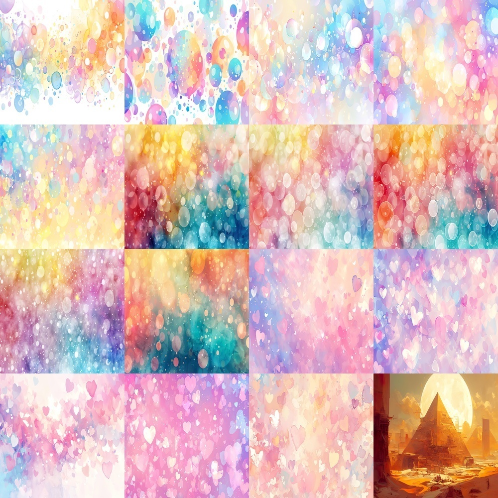 多彩な風景と水彩テクスチャセット