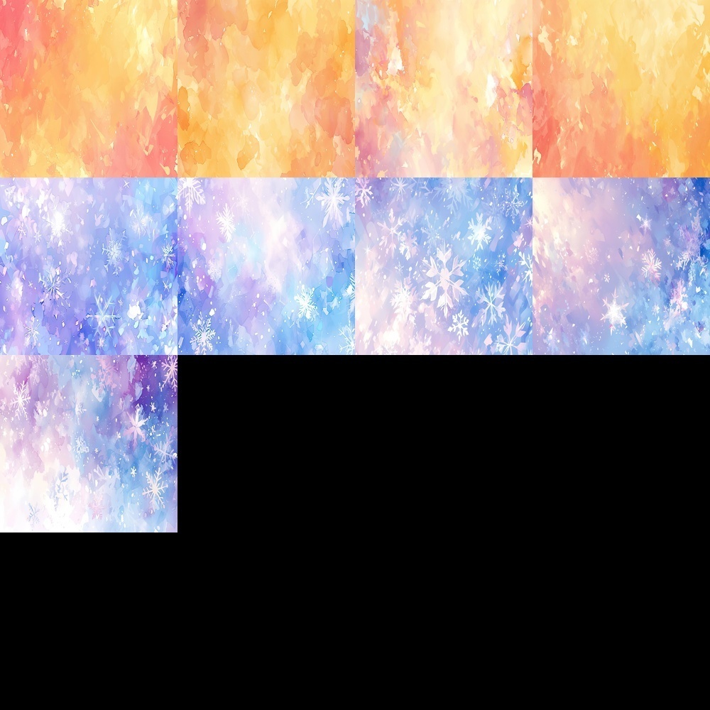 多彩な風景と水彩テクスチャセット