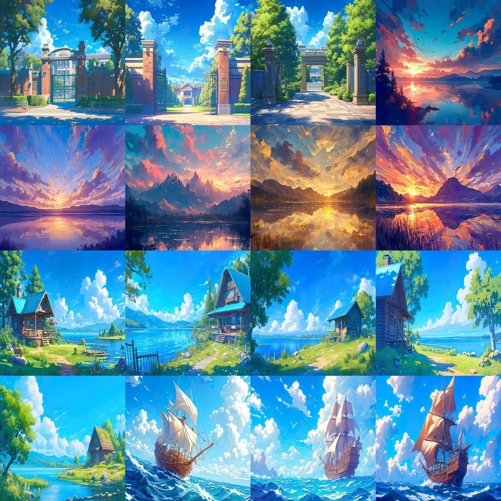 多彩な壁紙と風景セット