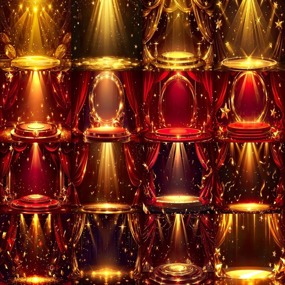 劇場ステージとスポットライト背景パック