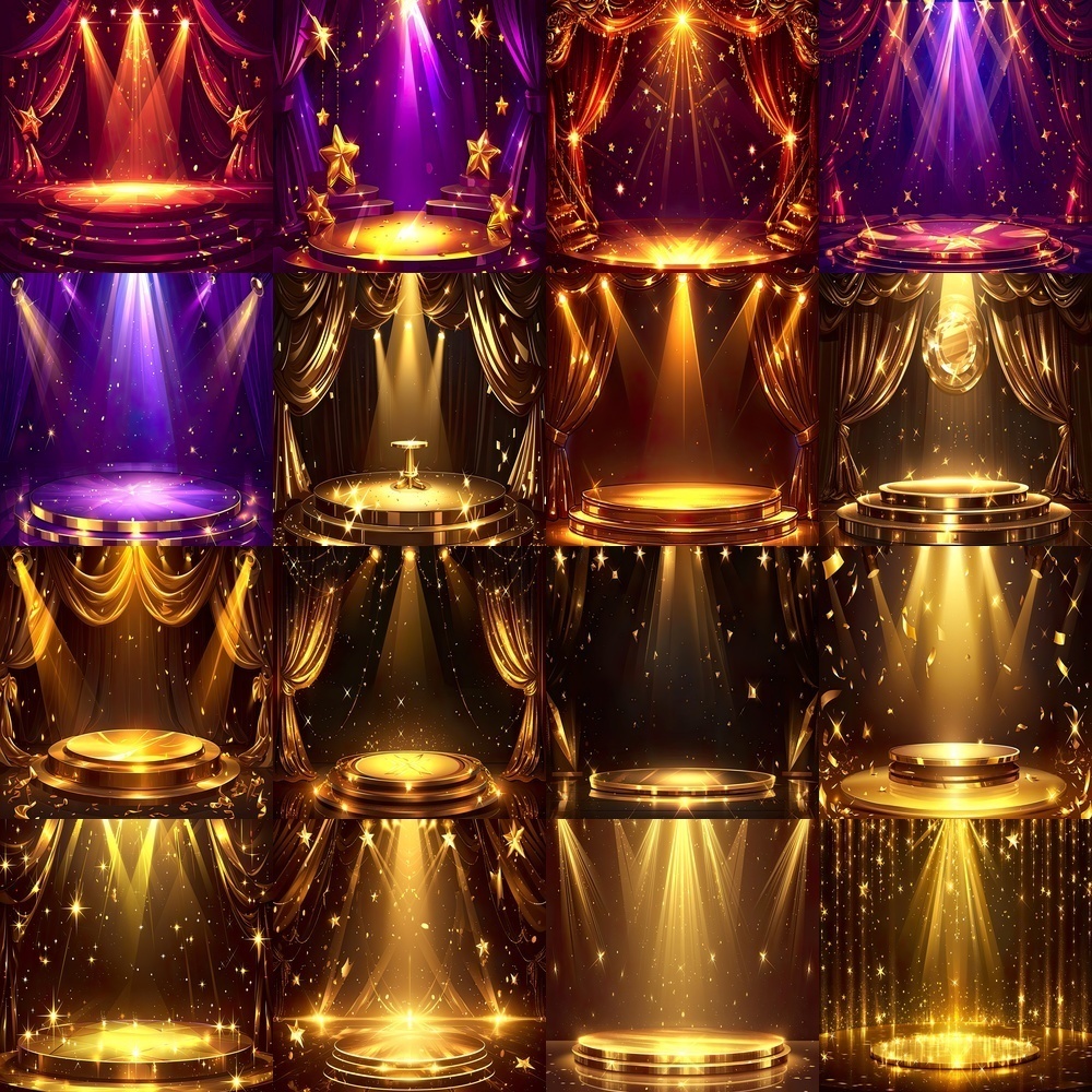 劇場ステージとスポットライト背景パック