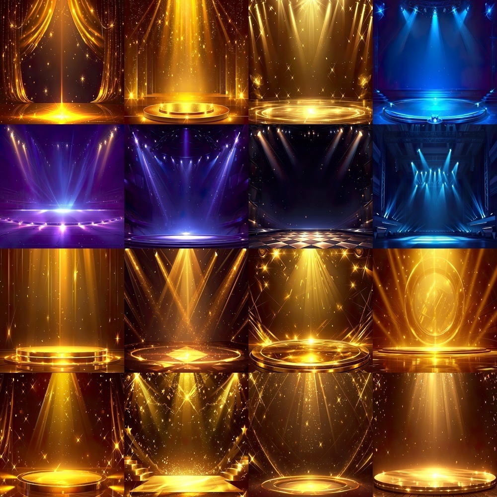 劇場ステージとスポットライト背景パック