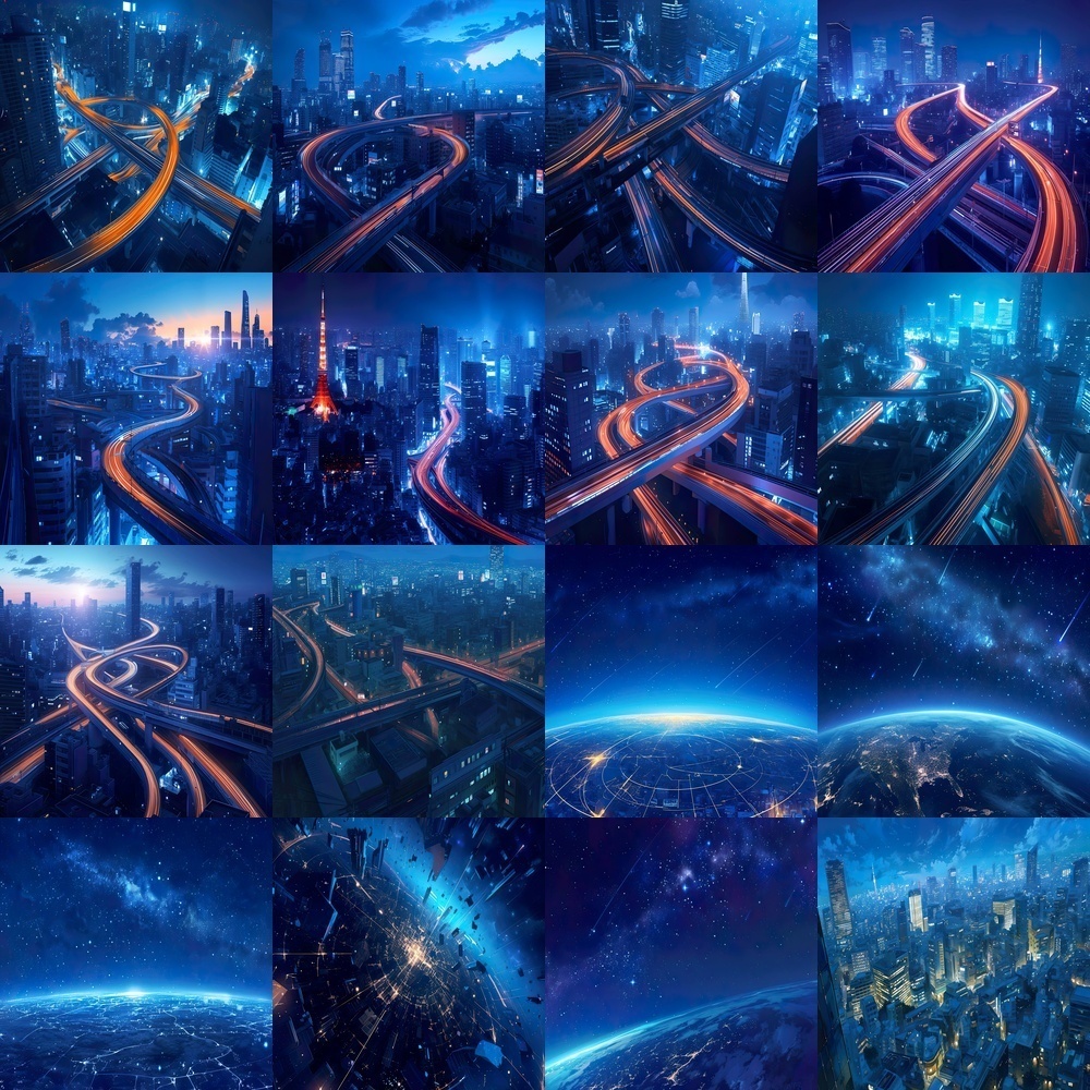 都会の風景と夜景背景パック